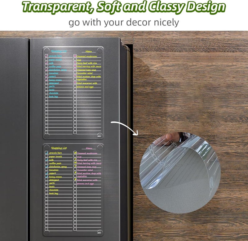 JJPRO Non-Magnetic Dry Erase List Board for Fridge, 8.5"x13" Clear Reusable to Do List for Refrigerator, Grocery List for Refrigerator,Cabinet,Wall&Glass, All Smooth Surfaces - Image 3
